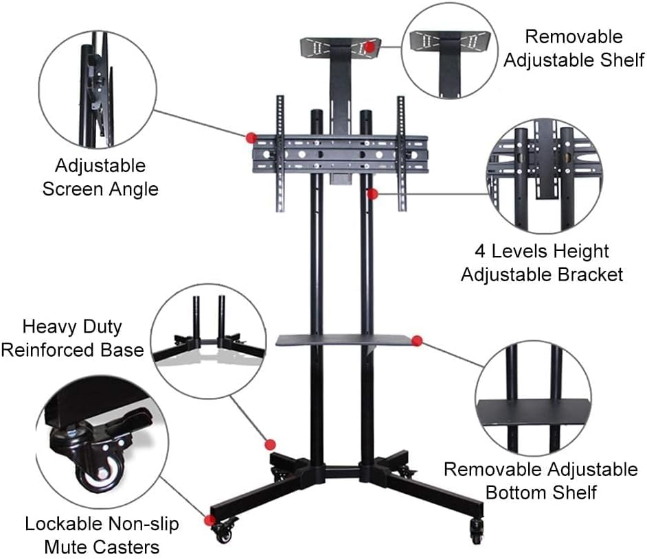 Soporte móvil para TV ajustable en altura color negro miniatura 4