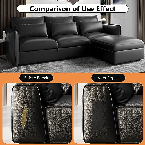 OcePor Self Adhesive Leather Repair Patch,9x11Inch Leather Repair Tape 2 PCS,Leather Patches,Vinyl Repair Kit for Couches,Cars(Light Brown) - Thumbnail 4