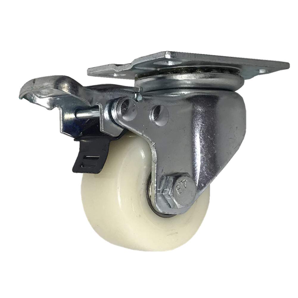 Ruote girevoli resistenti da 38,1 cm con freno, 50 mm, in nylon silenzioso, capacità 1000 kg, per carrelli industriali, set di 4 ruote mobili mobili