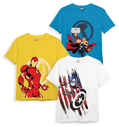 Image of minicult Marvel Captain America Iron Man Cotton T-Shirts Pack of 3 | 2-3Y