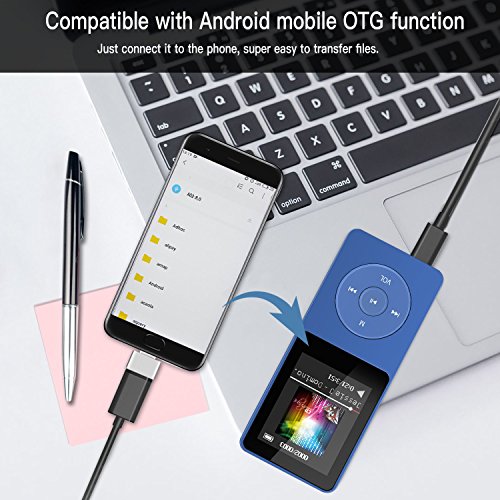 AGPTEK MP3 Player, Muziek MP3-speler met 1,8 inch TFT-kleurenbeeldscherm, 70 uur afspeeltijd, met FM, opname en micro-SD-kaartsleuf A02, blauw - Image 5