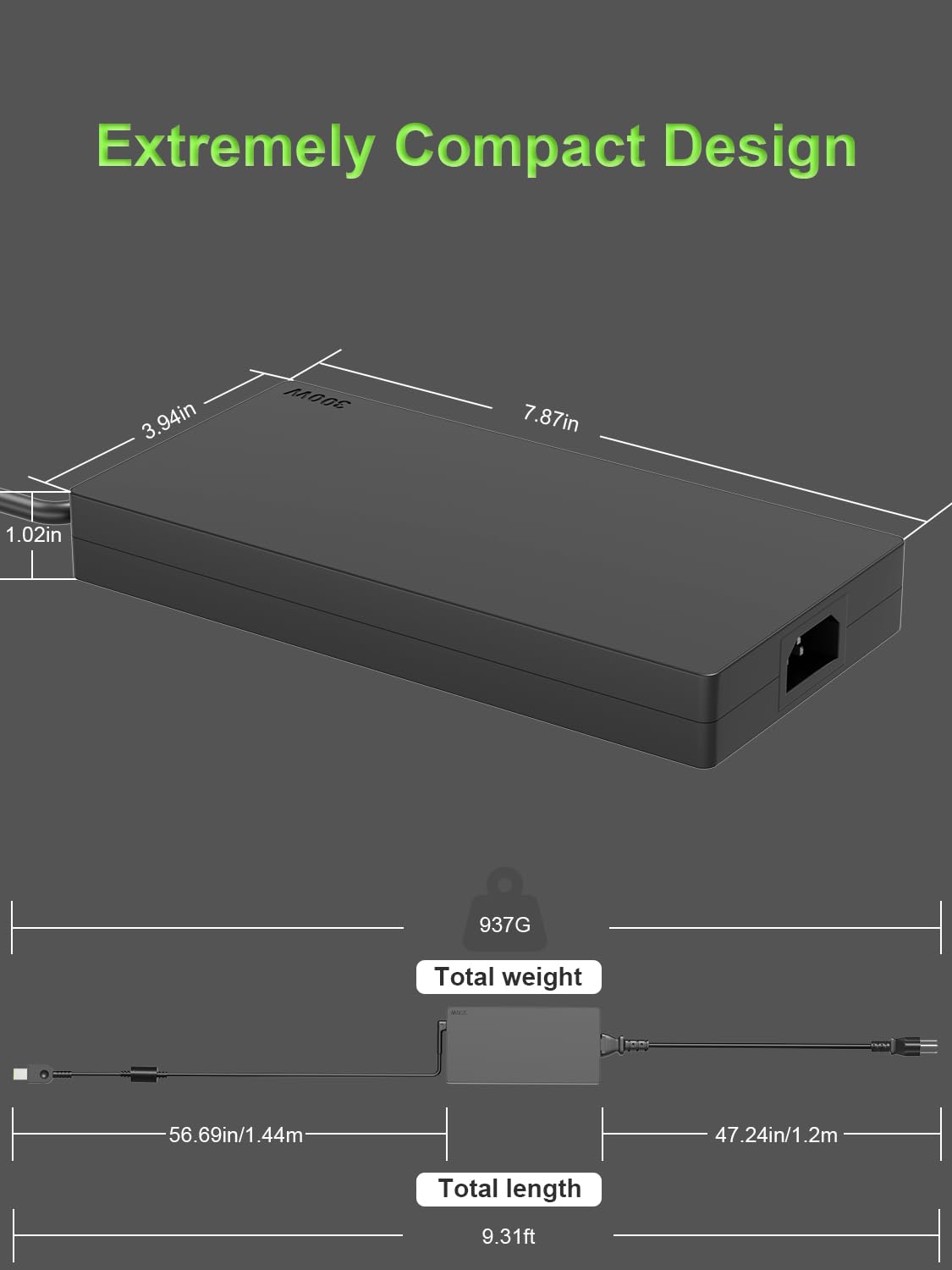 Slim 300W ładowarka kompatybilny z Lenovo Legion Pro 5 7 5i 7i 9i 16IRX8 16ARX8H 16IAH7H 16IRX9 16IAX10H 16ITHg6 16ACHg6 16IAX7 R9000 Y9000 ThinkPad R7000P LOQ 17IRB8 Laptop