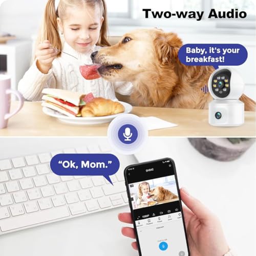 Maizic Smarthome 4G Sim Based Two Lens/Two Screen View Indoor CCTV Camera for Home Security | Color Night Vision, Up to 128GB SD Card Support, Motion Detection, 2Way Intercom, AI Human Detection 3 51aYd1rmDDL
