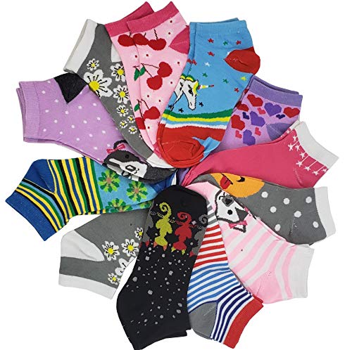 Differenttouch 12 Pairs Pack Women Low Cut Colorful Fancy Design Ankle Socks2