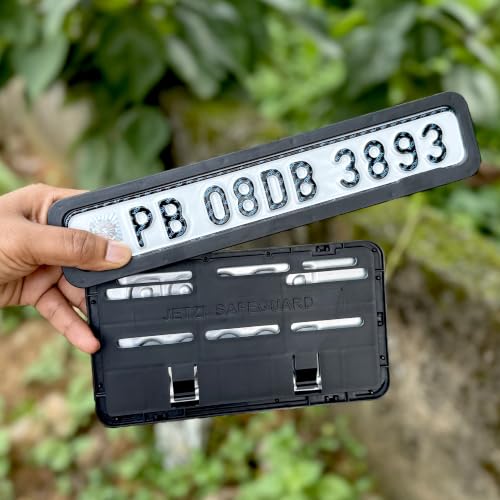 Image of Moto Utility Bike Number Plate & Frame Set | Premium Aluminium Plate with Frame | Customizable | Radium White Reflective Finish | Suitable for Motorcycles | Fancy Use | 1 Year Warranty
