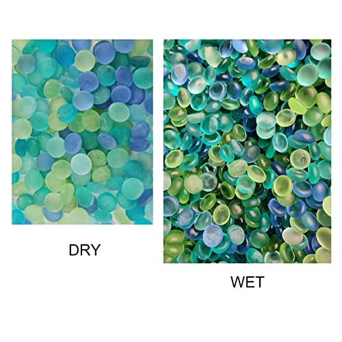 Image of HappyFiller 2 LB Frosted Sea Glass Gems Matted Flat Marbles Pebble Stones | Vase Fillers Beads,Table Scatter,Fountain,Aquarium Fish Tank,Crafts,Beach Theme Decoration,Mix Blue Green Aqua Teal