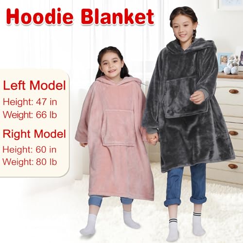 Image of Waitu Wearable Blanket for Kids, Cozy Wearable Blanket Hoodie for Teens Girls and Boys, Warm Hoodie Blanket Sweatshirt Gift for Teenage, Gray