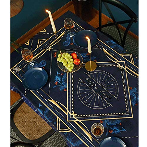 Nappe de table à thé anti-rayure velours bleu pour meuble TV