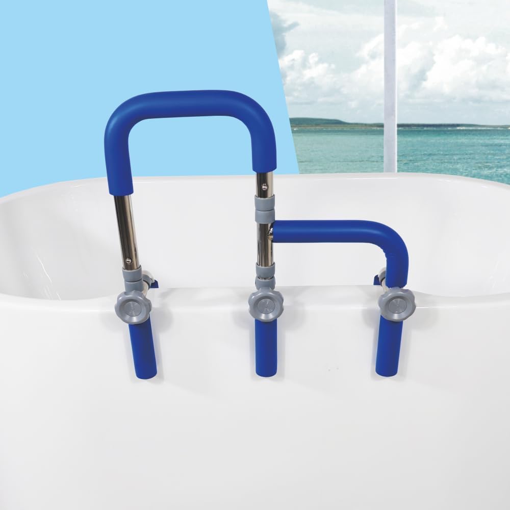 304 Stainless Steel Grab Bars for Bathtubs and Showers, Adjustable Bathtub Safety Rail for Seniors,Sturdy and Durable Tub Grab Bar, Assistance Bathtub Handle Clamp for Elderly Bath Support(123 Rail)