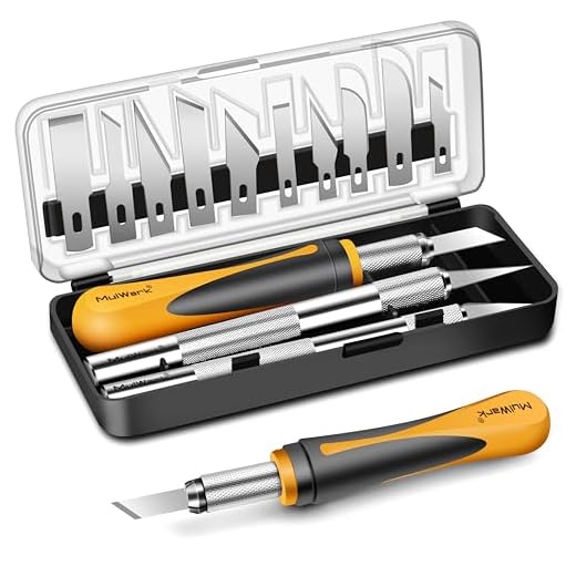 MulWark 16-Piece Precision Hobby Knife Set - Exacto Knife Set for Modeling - Craft Knife Handle Customized with Chiseling Blade, Stencil Edge Blade, Fine Point Blade and More