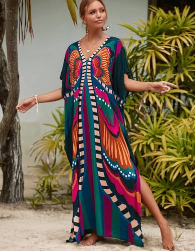 Image of NFVNKJ Women's Plus Size Beach Lounge Kaftan Maxi Dress Swimsuit Coverup for Women