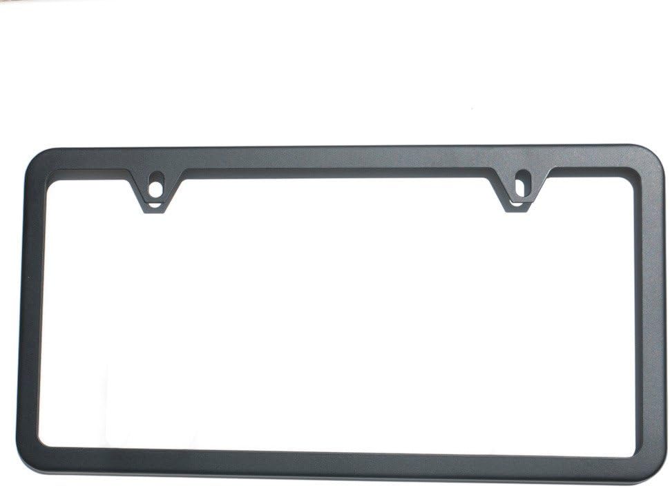 Set of 2 License Plate Frames Holders Matte Black Finished Powder Coated Slim Style 2 Screw Holes …