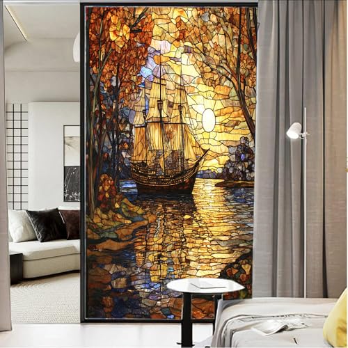 Vinilo decorativo para ventana Rustic Sailboat 17.7x23.6 pulgadas miniatura 3