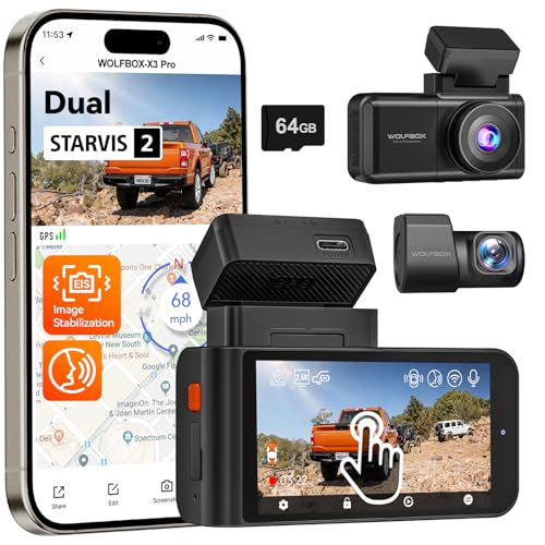Dashcam avant arrière 1440P 60FPS fluidité maximale WOLFBOX X3 PRO
