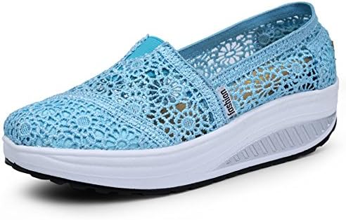 Fashiontown Women's Mesh Platform Walking Shoes Lightweight Slip-On Fitness Work Out Sneaker Shoes