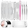 2024 Professional Pimple Popper Tool Kit – 22 PCS Blackhead Remover Tools for Acne and Zit Popping Comedone Extractor with Magnifying Glass and Alcohol Pad