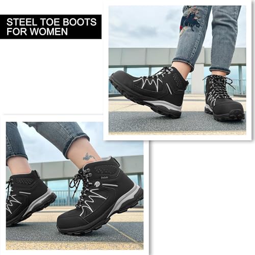 Image of Blapek Steel Toe Work Boots for Women, Insulated Work Boots | Lightweight Comfortable Safety Toe Shoes for Construction Workers, Steel Toe Sneakers for Warehouse & Auto Repair