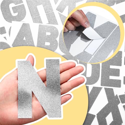 Image of Harloon 232 Pcs Large Glitter Letter Stickers, Silver, 4 Inch