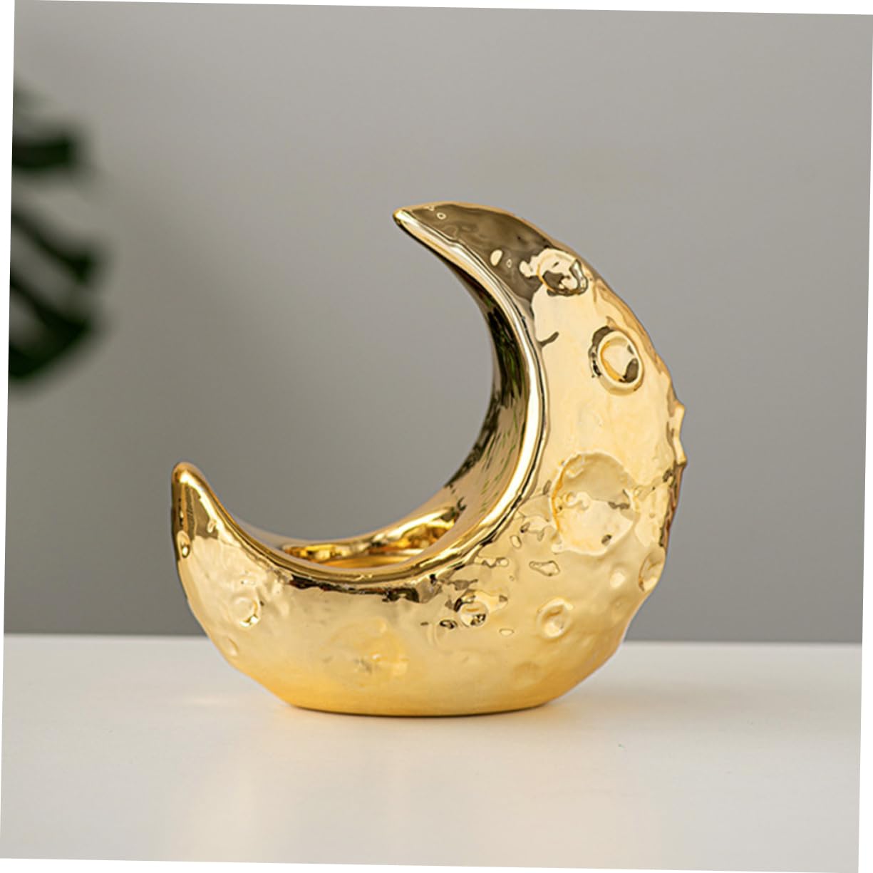 Eleganter Keramischer Mond Räucherstäbchenhalter für Aromatherapie | Goldfarbenes Design, für Zuhause und Saunaraum, Kunstvolle Form, Langlebige Verarbeitung
