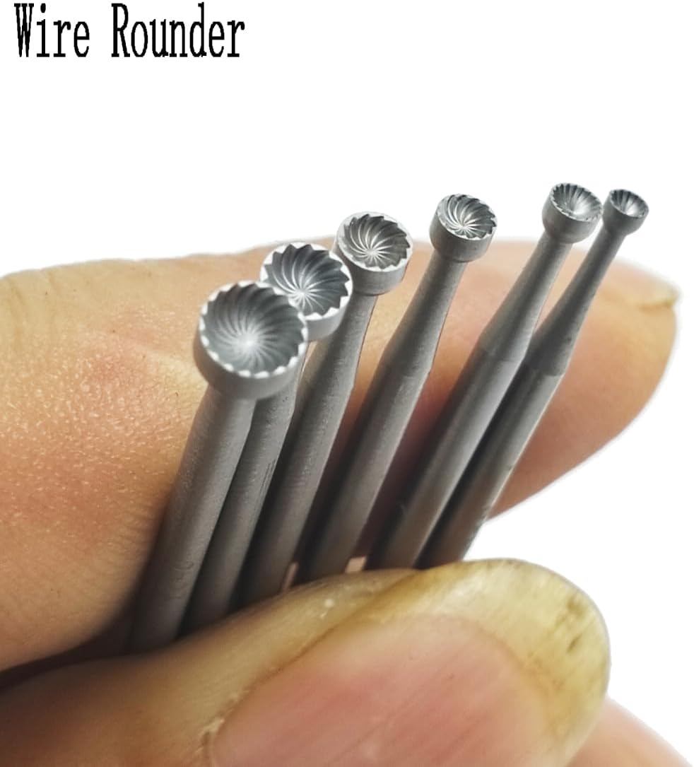 1.8mm - 4mm Round Cup Burr 3/32'' Shank Cup Burs Jewelry Wire Rounding Bits Wire End Rounder for Rotary Tools (Pack of 6)