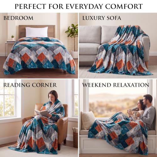 Image of VAS COLLECTIONS 280 GSM Flannel Blanket for Single Bed, Ultra Soft Plush Fleece Blanket, Warm & Cozy Winter Blanket, Breathable AC Blanket, for Home & Travel, 220 x 150 cm - Deep Teal