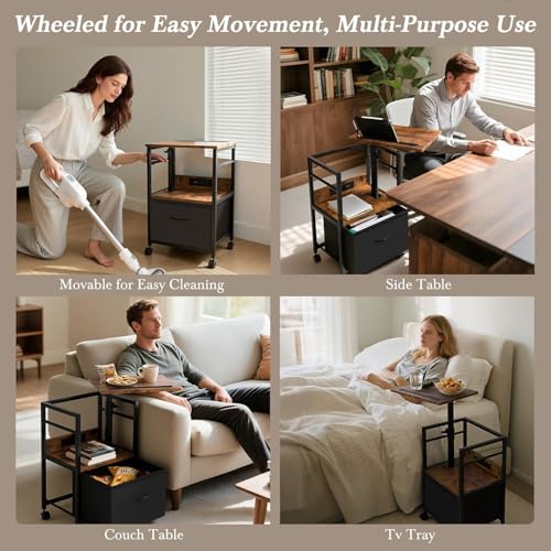 Faesun Swivel Nightstand with Charging Station - Image 7