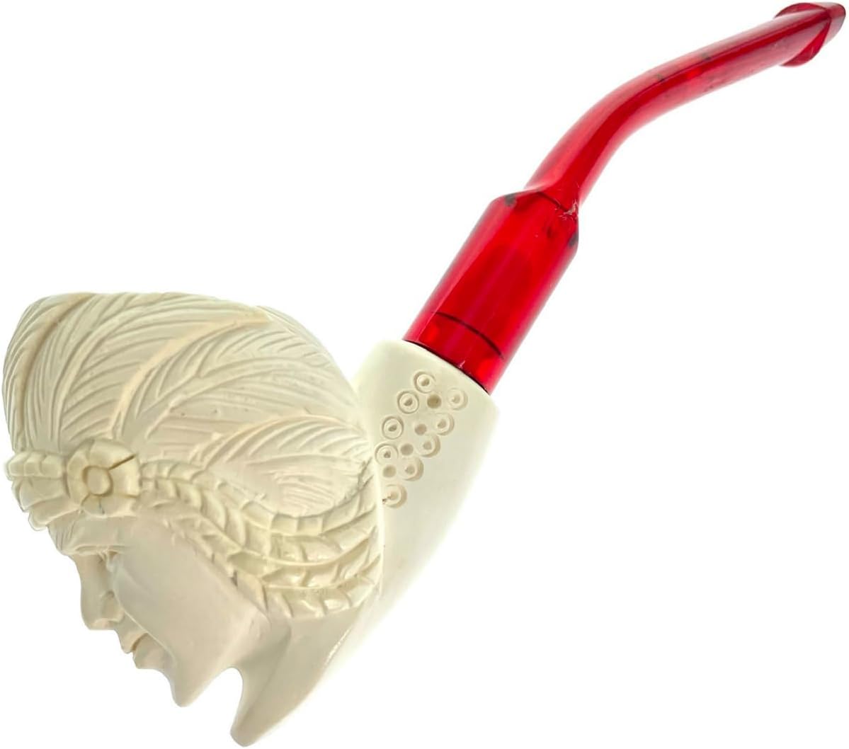 Mini Indian White Genuine Block Turkish Meerschaum Pipe With Case