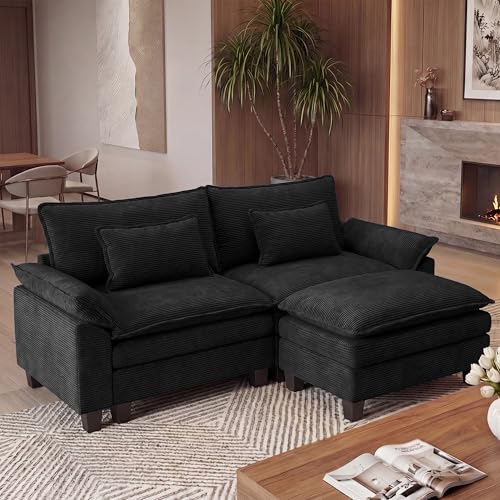 Image of URRED Oversized Modular Sectional Sofa，Solid Black：87 inch L Shaped