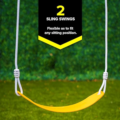 image for Sportspower Augusta Wooden Swing Set with Heavy Duty A-Frame & 6ft Dou