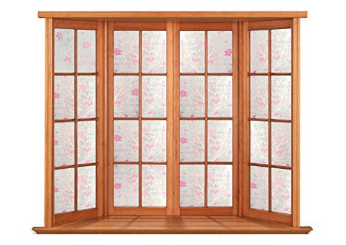 Image of CottonColors Window Film, Blindfold Sheet, Window Glass Film, Set of 2, Repositionable, 35.4 x 78.7 inches (90 x 200 cm), No Glue, UV Protection Privacy Glass Film, DIY, Washi, Cherry Blossom 010