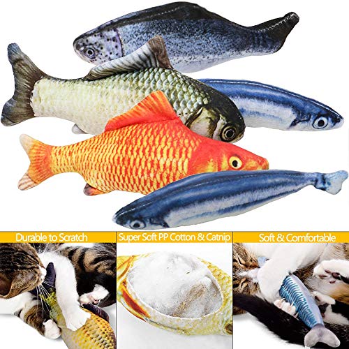 B Bascolor Cat Toys Interactive Catnip Emulational Fish Toy 5 Pack Chew Pillow for Cats Kitten