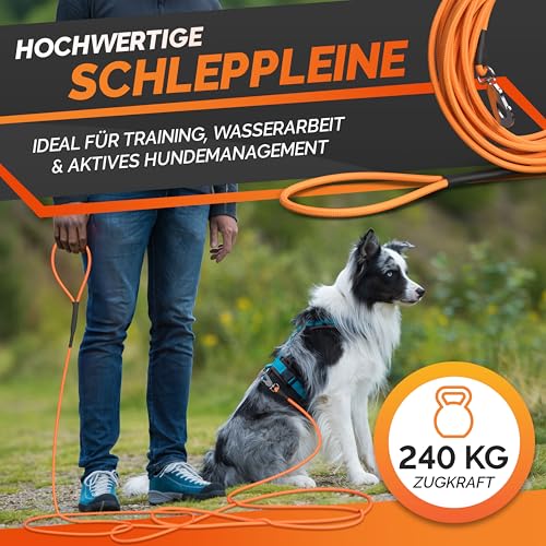 5m Schleppleine Hund – besonders leichte & schwimmfähige Trainingsleine aus Seil 3–50m | Flexible, reißfeste Hundeleine mit 360° Karabiner für Rückruftraining – ideal für kleine & große Hunde