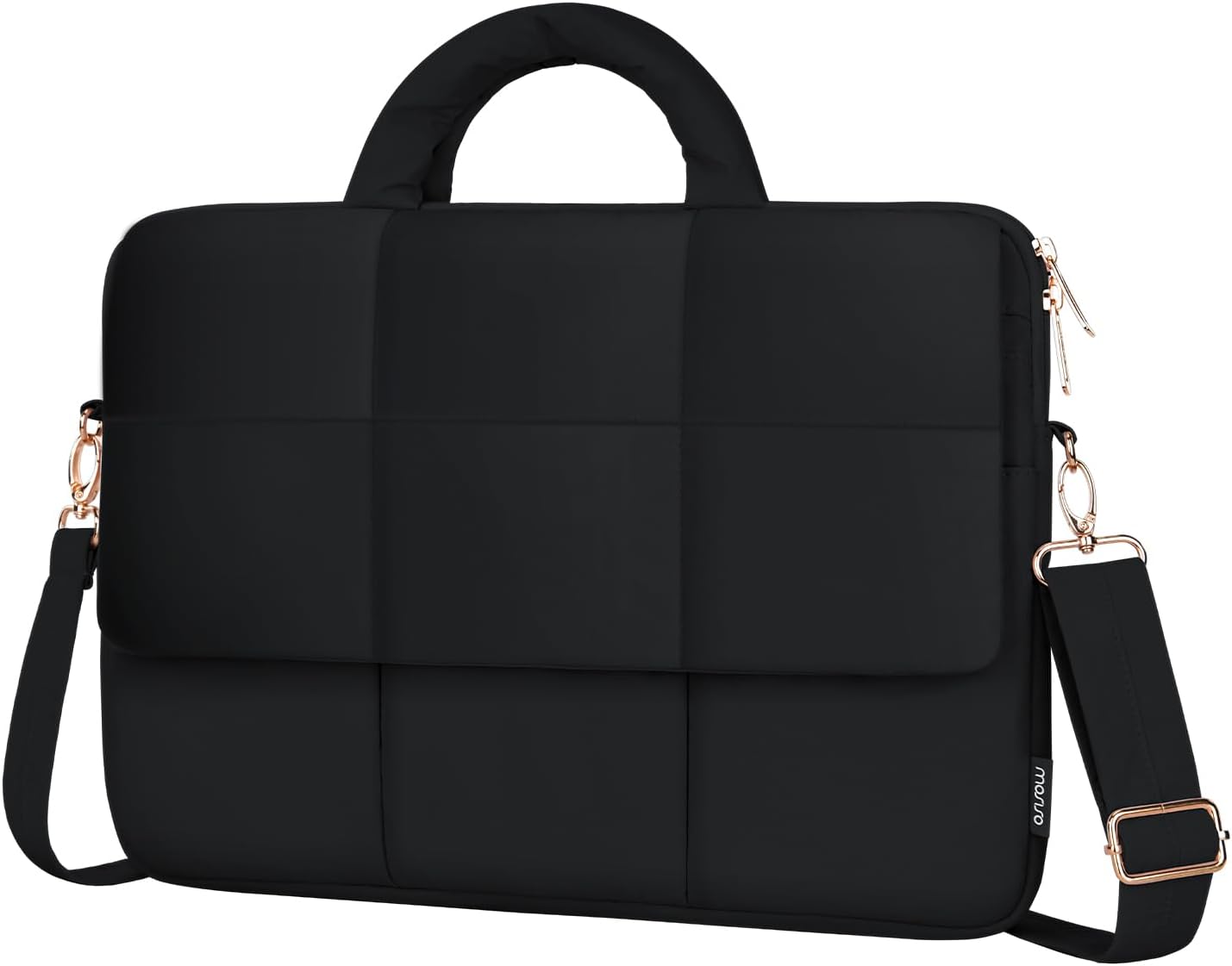 MOSISO Puffy Laptop Shoulder Bag, Messenger Computer Bags, Rectangle Quilted Flapover Sleeve Bag with Zipper&Pocket,