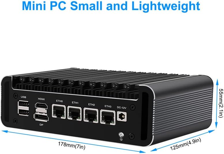 Miniatura 3 de Kikusenko Cortafuegos Micro Electrodoméstico, Mini PC Celeron N5105 Quad Core, 4 lntel i226-V 2.5Gbe LAN, AES-NI, Barebone, Enrutador suave, VPN,