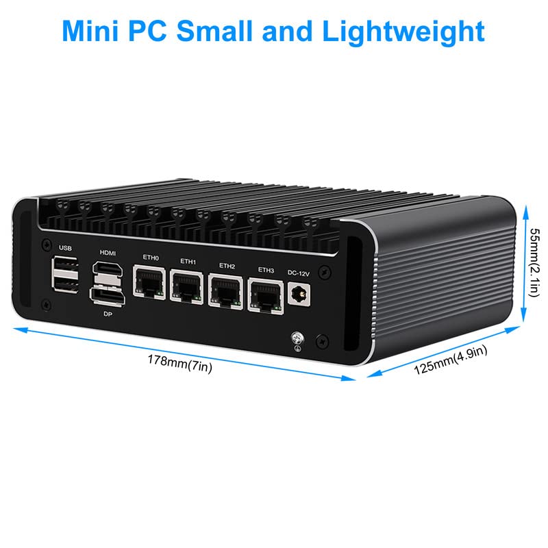 Image of Firewall Micro Appliance, Mini PC Celeron N5105 Quad Core, 4 lntel i226-V 2.5Gbe LAN, AES-NI, Barebone, Soft Router, VPN, NO RAM NO SSD