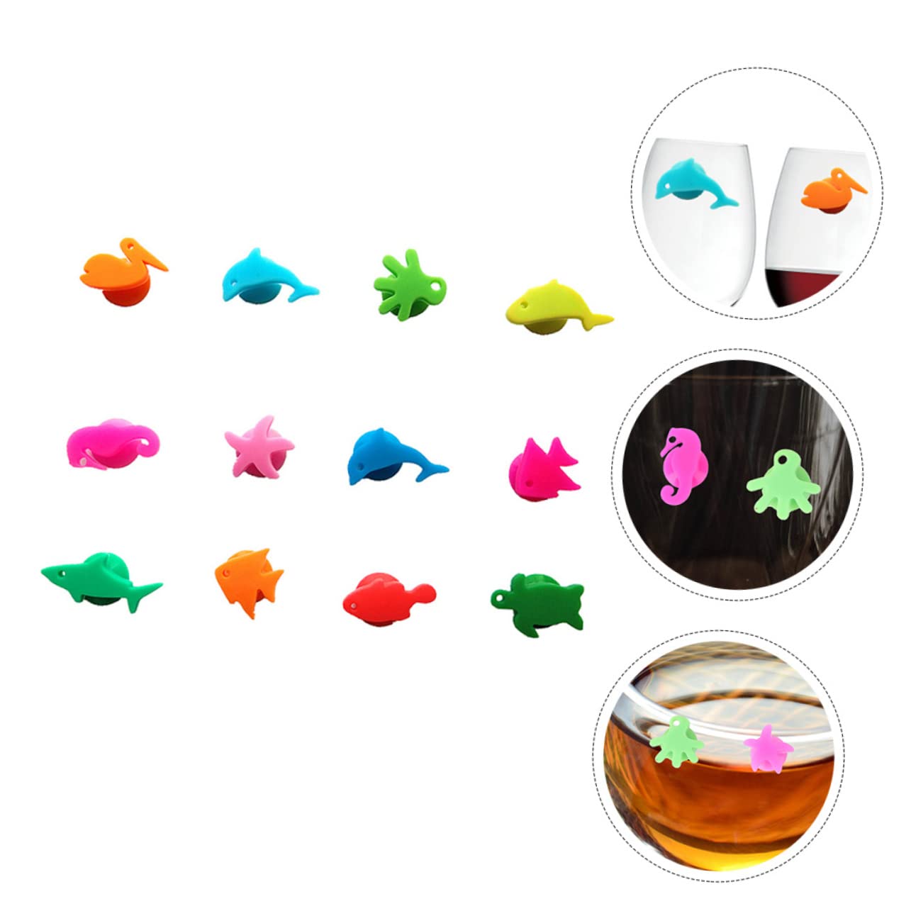 ABOOFAN 12Pcs Wine Charms Wear Resistant Drink Markers for Easy Identification of Wine Glasses Cups and Bottles Reusable for Parties and Gatherings