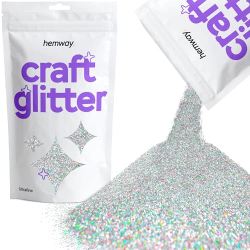 Hemway Craft Glitter 100 g 3,5 oz ultrasottili 1/128" 0,2 mm 0,008" (argento olografico)