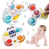3Pcs Suction Cup Spinner Toys for Baby 12-18 Months, Infant Travel Spinning Top Toys Sensory Toys Ba