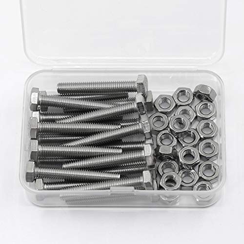 M6*50mm 20 Stück 304 Edelstahl Sechskantschrauben Bolzen und Muttern set, Maschinenschrauben schrauben