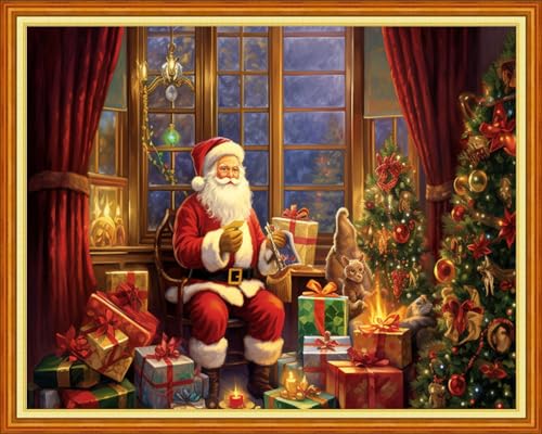 Image of Dimxvean Stamped Cross Stitch Kits,Cross Stitch Kits for Adults Beginners,Embroidery Kits Full Range of Cross Stitch Stamped Kits Needlepoint Kits Cross Stitch Patterns-Santa Claus 16x20 inch, Small