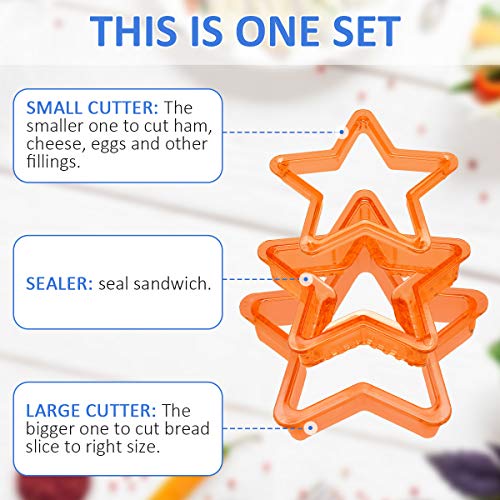 Sandwich Cutter and Sealer, Godmorn Uncrustable Sandwich Maker, Sandwich Cutter for Kids, 3 Sets Bento Sandwich Cutter for Kids Bento Box, Round Heart Star, Sandwich Decruster Press Mold