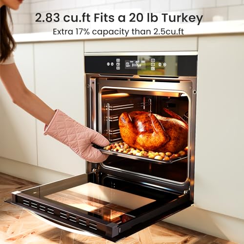 Image of VIKIO HOME 24 inch Electric Single Wall Oven, 2.83 Cu.Ft (80L) Built in Oven, 240V 3220W, Touch Control with Safety Lock, 11 Cooking Functions for Smart Kitchen Life