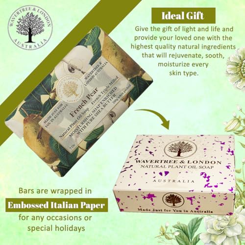Wavertree & London WL-05-2 French Pear Scented Natural Soap (2 Bars), 7Oz Moisturizing French Triple Milled Soap Bars Enriched With Shea Butter - Pure Plant Oil Bath & Body Soap thumb #6