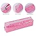 Biiange Pink Pencil Box Glitter, Shiny Pencil Case, Stationery Zipper Portable Pencil Case, Stationery Storage Bag, for Daily Study Work (1Pcs)