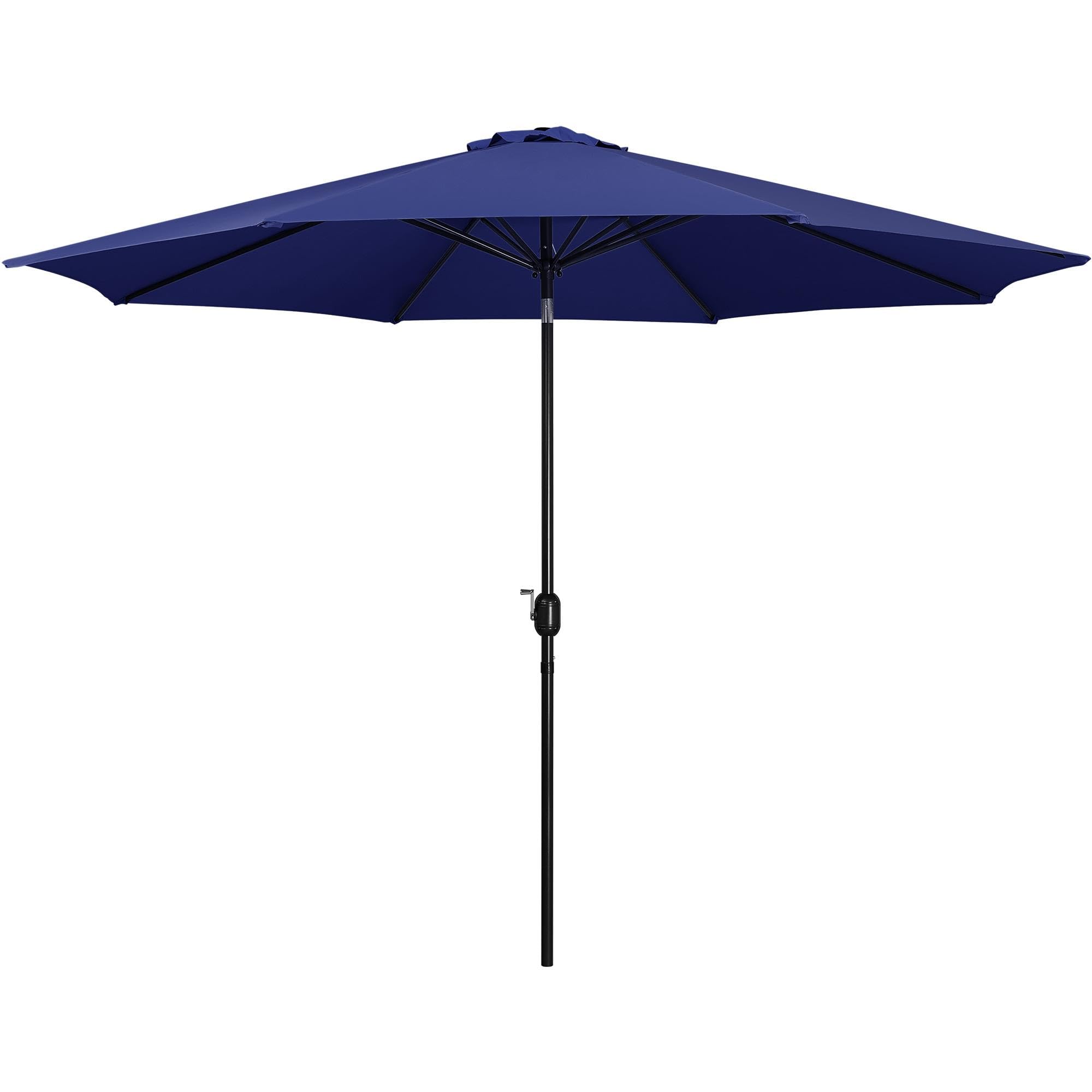 yaheetech 11ft patio umbrella outdoor market table umbrella with push button tilt & crank for garden/lawn/deck/backyard/pool/beach, 8 ribs, navy blue