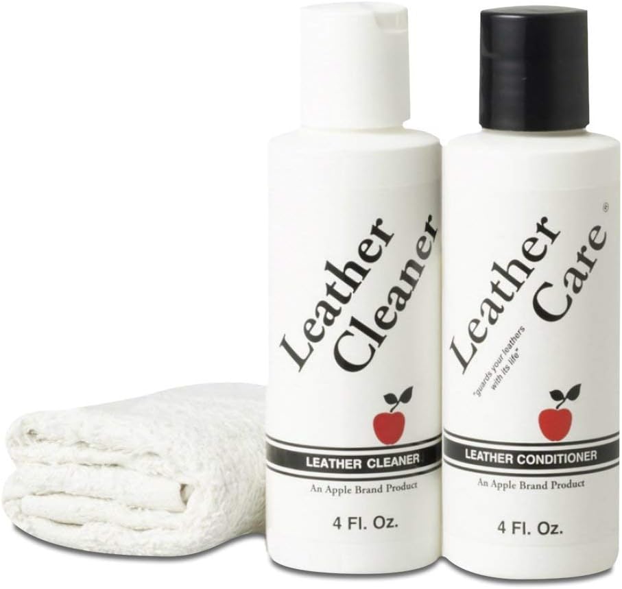 Apple Brand Leather Cleaner & Conditioner Kit - For Use On Leather Purses, Handbags, Shoes, Boots & Accessories - Safe On