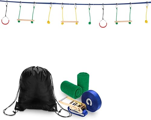 MengK Slackline de entrenamiento de obstáculos al aire libre azul