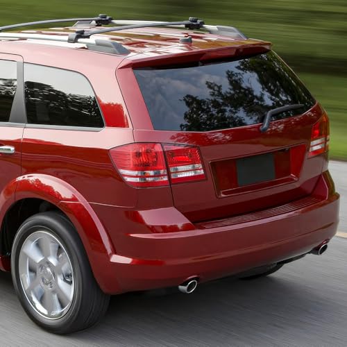 Image of Auto Dynasty Tail Lights Assembly Rear Lamps Compatible with 2009-2020 Dodge Journey, Driver and Passenger Side, Chrome Housing Red /Clear Lens, NON LED