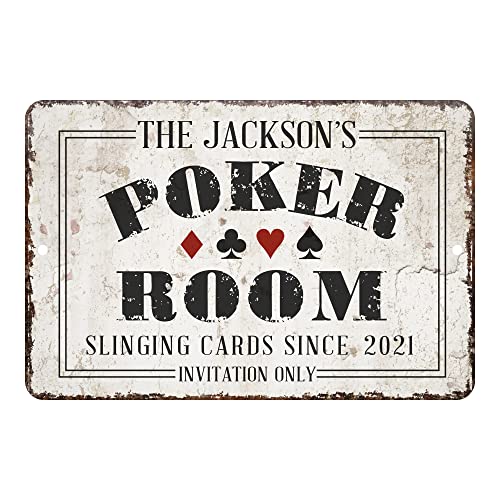 Personalized Vintage Distressed Look Poker Room Metal Room Sign (8X12 Inches) #TOP11