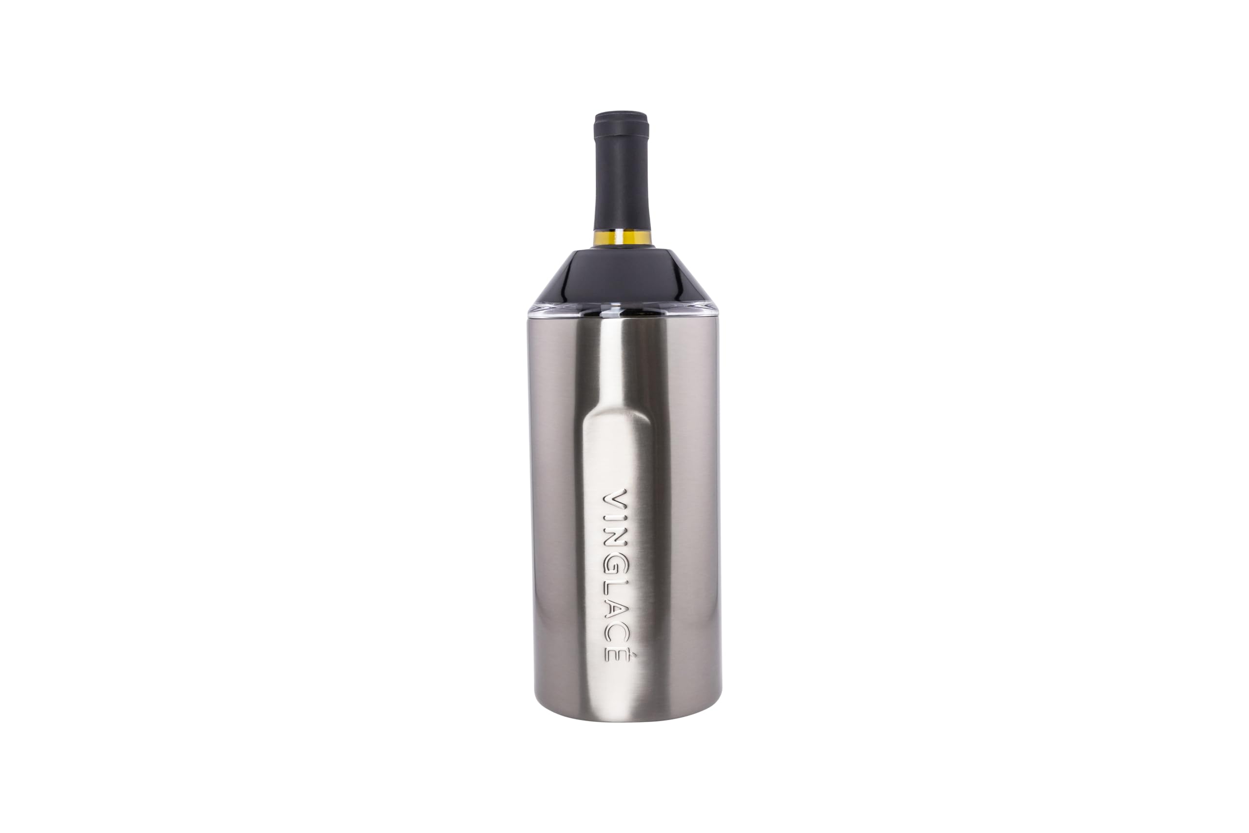 Vinglacé Wine Bottle Chiller- Portable Champagne Insulator- Stainless Steel Wine Cooler Sleeve - Keeps Wine Cold (Stainless Steel)